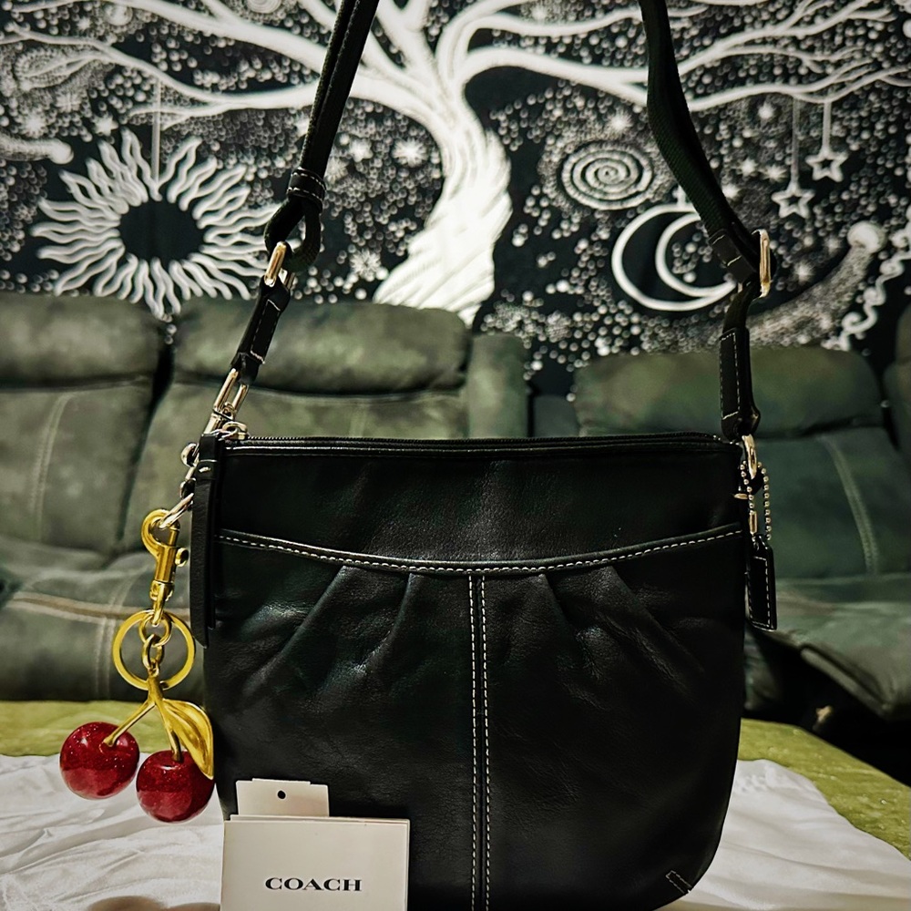 Vintage Y2K Coach Black Leather Women's Bag Crossbody purse - Picture 13 of 17